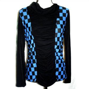 Janette Plus Womens Top Blue Black Check 16